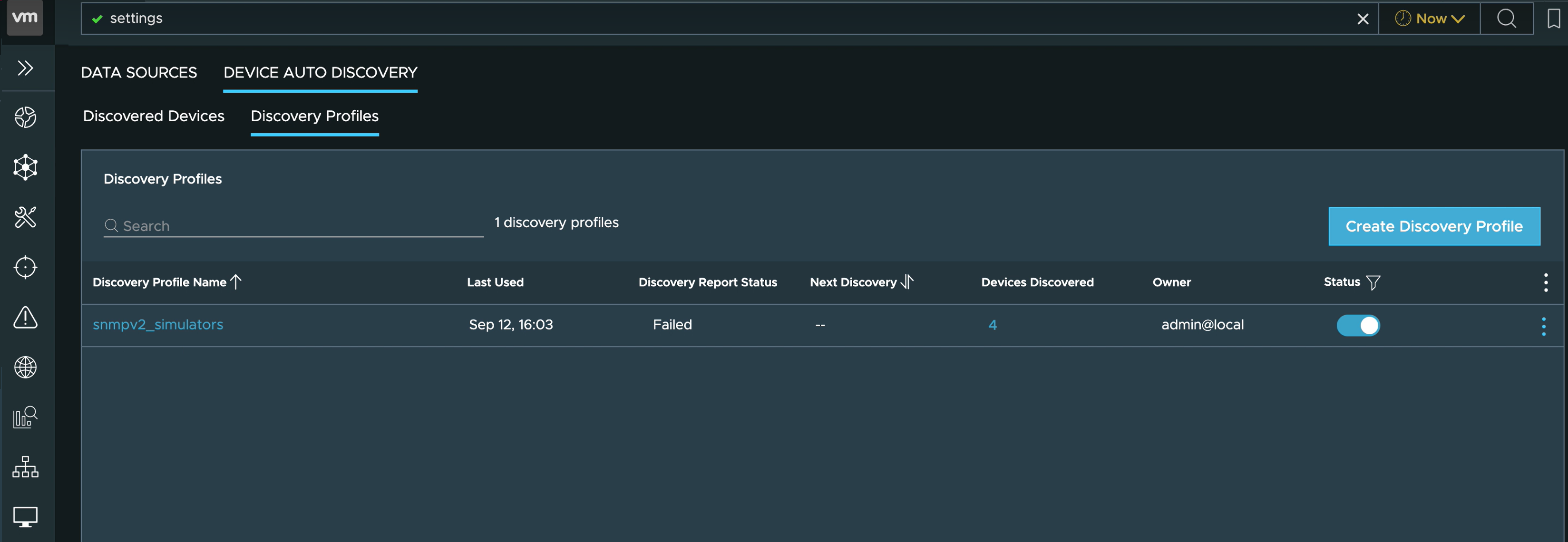 Discovery Profiles in VMware Aria Operations for Networks.